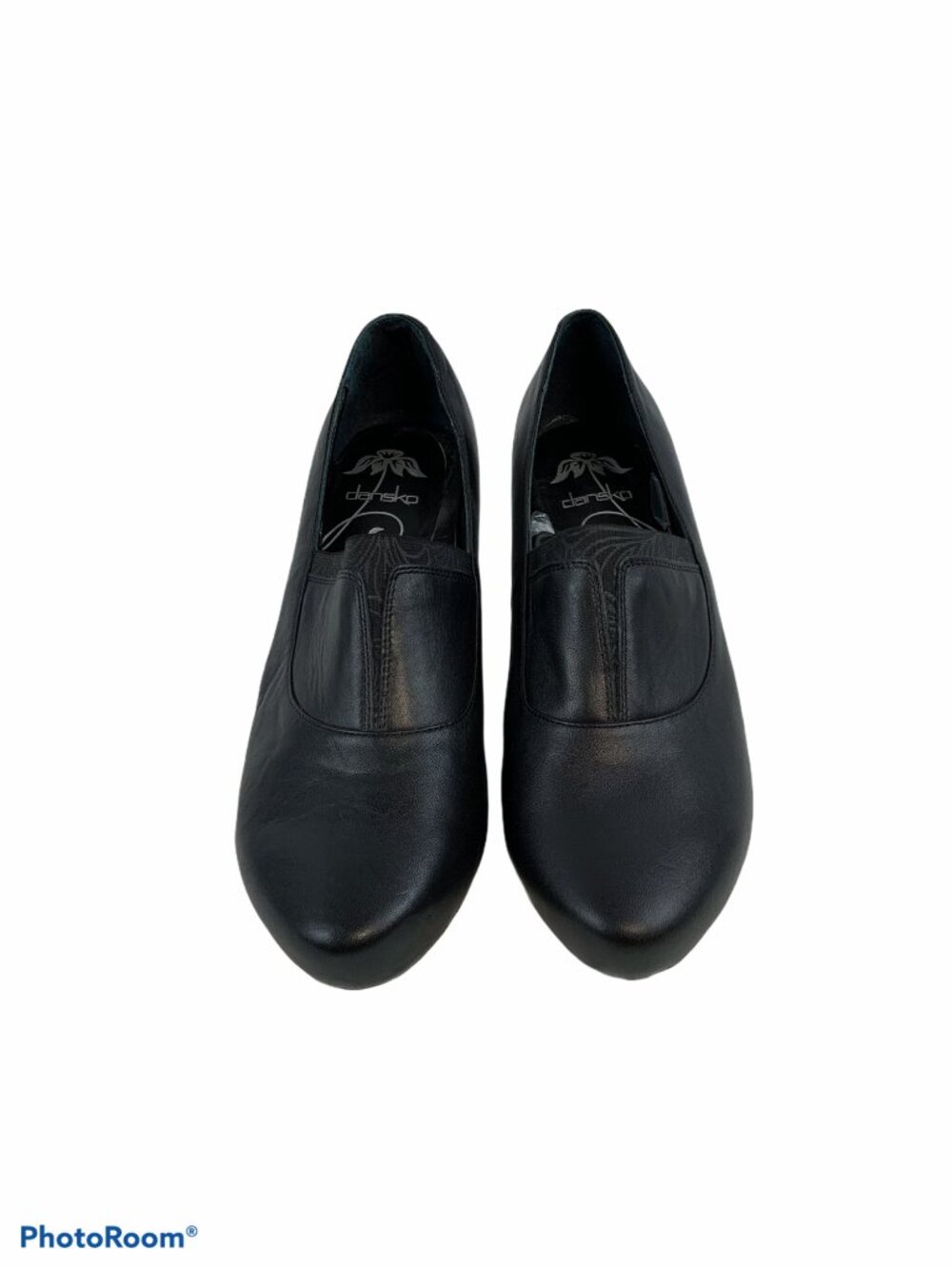 Dansko Women's Black Leather Slip-On Heeled Shoes Size 40